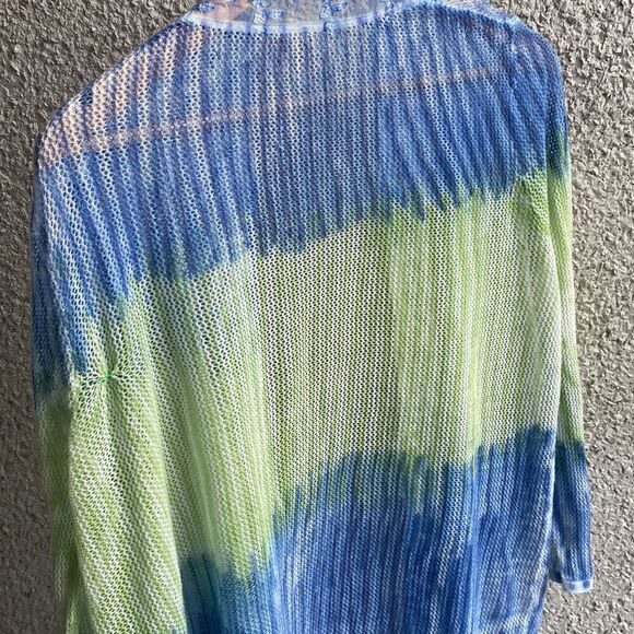 Reba Open Cardigan Ombré Tassels blue and green Large - Picture 3 of 14